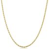 Stylish 3mm 18K Gold Finish Rope Chain Necklace for Women – Elegant Jewelry Accessory