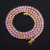 Elegant Gold Pink Tennis Chain – Available in 3mm, 4mm, & 5mm s