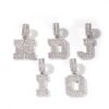 Personalized Moissanite Initial Letters Pendants in White Gold – A to Z Baguette Design