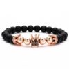 Elegant Black Frosted & Copper Beaded Crown Bracelet for Stylish Accessories