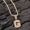 Personalized Moissanite Initial Letters Pendants in White Gold – A to Z Baguette Design