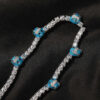 Stunning 5mm Blue Moissanite Tennis Chain in White Gold – Luminous Cold Face Design