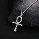 S925 Moissanite Ankh Cross Necklace – Elegant Spiritual Jewelry Gift