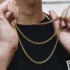 “Stylish 3mm Gold Micro Cuban Link Chain Necklace for Men & Women”