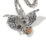 Stunning Moissanite Winged Eagle Pendant with ed Gemstone Accent