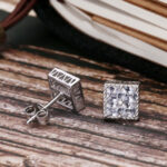 S925 Moissanite Diamond Stud Earrings for Men – Elegant Princess Cut Design