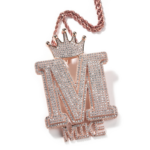 Custom Moissanite Crown Pendant – Personalized Letter Jewelry Buckle