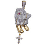 Moissanite Ruby Ring Pendant – Hip Hop Prayer Gesture Jewelry