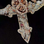 Radiant Moissanite Cross Pendant with Elegant Rose Design