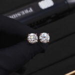 2CT Halo VVS1 Moissanite Stud Earrings – Exquisite Brilliant Shine