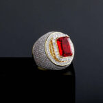 Stunning Ruby Moissanite Ice Out Hip Hop Ring – Exquisite Bling Jewelry