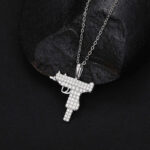 S925 Sterling Silver Moissanite Uzi Charge Pendant Necklace for Men