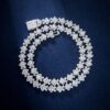 Stunning 10mm Moissanite Cloister Link Chain Necklace in White Gold