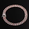 8mm Two-Tone White & Pink Moissanite Cuban Link Bracelet – Elegant Jewelry