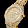 Iced Gold Roman Numeral Men’s Watch – Baguette Cut Luxury Timepiece