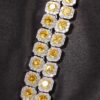 12mm Yellow Moissanite Clustered Tennis Chain Set in Elegant White Gold