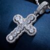 Elegant Round Cut Moissanite Cross Pendant in White Gold – Iced Design