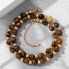 “Handmade Iced Bead Tiger-Eyes Necklace – Stunning Gemstone Jewelry for Unique Style”