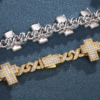 8mm Moissanite Cuban Link Chain Necklace – Sparkling Cross Design