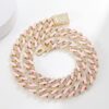 Stylish 11mm Half Stones & Pink Cuban Link Choker Jewelry Set