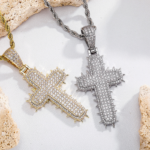 Stunning Moissanite Cactus Thorn Cross Pendant Necklace – Unique Jewelry Gift