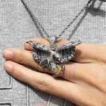 Stunning Moissanite Winged Eagle Pendant with ed Gemstone Accent