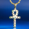 Glittering Moissanite ANKH Cross Pendant in 14K Gold – Iced Out Charm