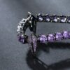 Stunning 5mm Moissanite Purple Tennis Bracelet with Tooth and Claw Design in Black Gold