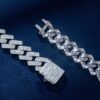 VVS1 Moissanite Cuban Chain Necklace 8/10mm in S925 Silver – Prong Set