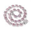 12mm Pink Moissanite Tennis Chain in White Gold | Stunning Cluster Design