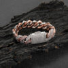 “Stunning 18mm Moissanite Cuban Bracelet in Two-Tone White & Rose Gold”