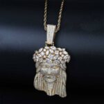 “Elegant Jesus Moissanite Pendant with Cuban Chain Necklace Set”