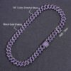 “15mm Moissanite Purple Cuban Link Chain in Black Gold – Iced Handset Jewelry”