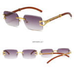 Stylish Frameless Square Metal Leopard Print Sunglasses for Trendy Fashion