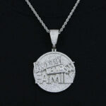 Stunning Moissanite Round Pendant Necklace with “MONEY AND FAMILY” Letter Design