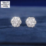 Stunning 4.2CT Moissanite Cluster Hexagon Earrings in 925 Sterling Silver