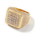 Sparkling Moissanite Vintage Big Square Ring | Hip Hop Style Jewelry