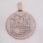 Sparkling Moissanite Circular Pendant with ‘MMG’ Initial Letters