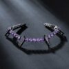 Stunning 5mm Moissanite Purple Tennis Bracelet with Tooth and Claw Design in Black Gold