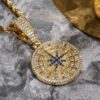 “Stunning Iced Compass Pendant Necklace – Elegantly Crafted for Adventurers”