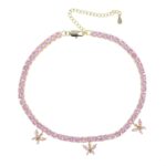 Elegant Iced Pink Butterfly Tennis Choker Necklace – 5mm Stylish Accessory