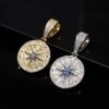 “Stunning Iced Compass Pendant Necklace – Elegantly Crafted for Adventurers”