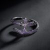 Stunning Black Gold Iced Purple Moissanite Sword Bangle Bracelet