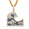 Vibrant Moissanite Sea Wave Pendant with ful Gem Accents