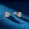 Brilliant Round Cut Moissanite Stud Earrings in S925 Silver – 0.5Ct, 1Ct, 2Ct VVS1