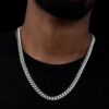 Premium 8mm White Gold Plated 316L Stainless Steel Cuban Link Chain