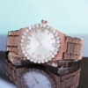 Luxury 43mm Rose Gold Iced Round Roman Numerals Men’s Watch