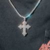 Stunning Clustered Cross Pendant in White Gold with Moissanite Gems