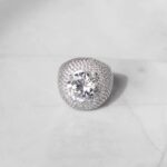 Stunning Moissanite Cluster Ring in White Gold – Elegant Band for Any Occasion