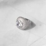 Stunning Moissanite Cluster Ring in White Gold – Elegant Band for Any Occasion